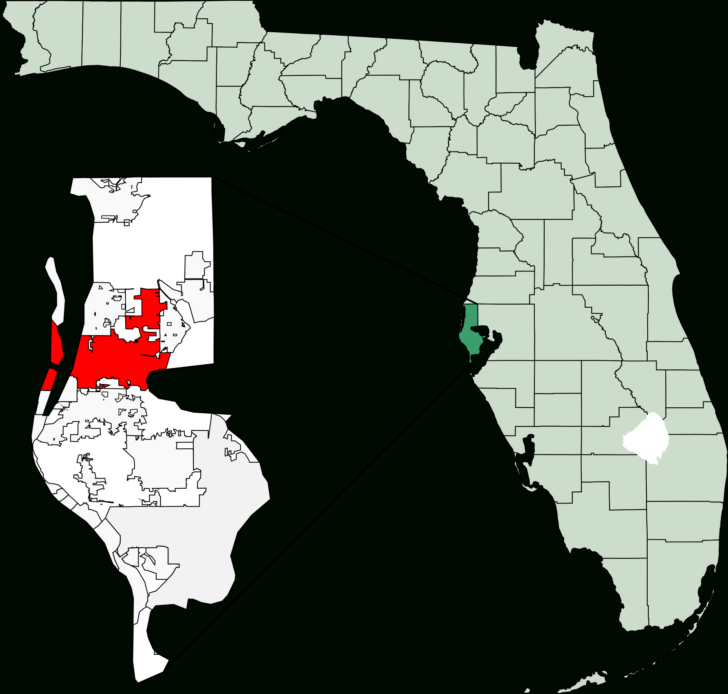Map of Florida Showing Clearwater