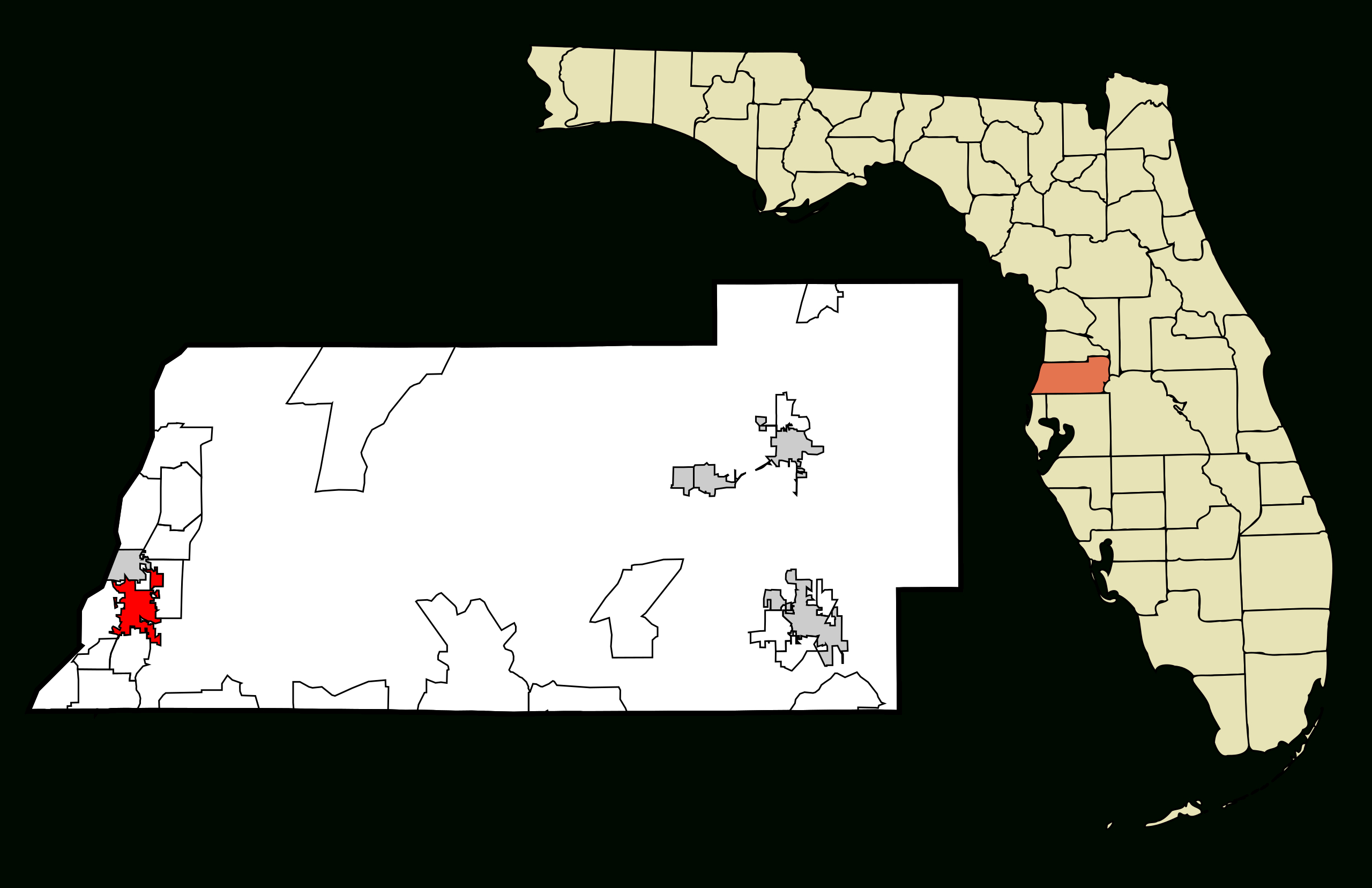 Datei:pasco County Florida Incorporated And Unincorporated Areas throughout New Port Richey Map of Florida