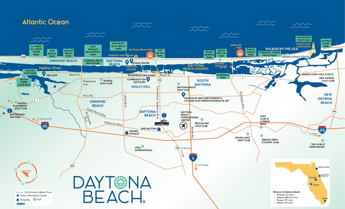 Daytona Beach Area Map | Attractions &amp;amp; Things To Do In Daytona regarding Daytona Beach on Map of Florida