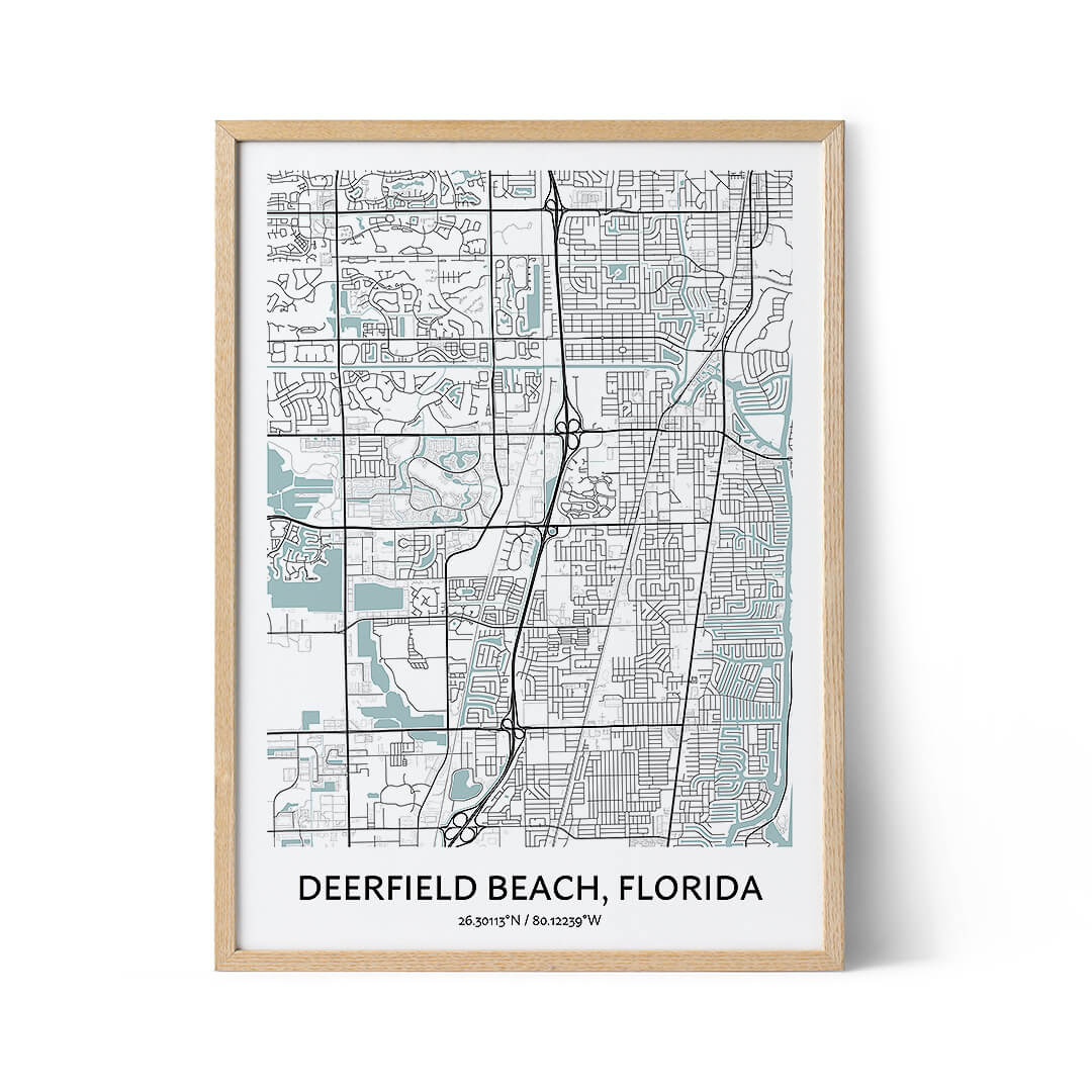 Deerfield Beach Map Poster - Your City Map Art - Positive Prints regarding Map Of Florida Deerfield Beach