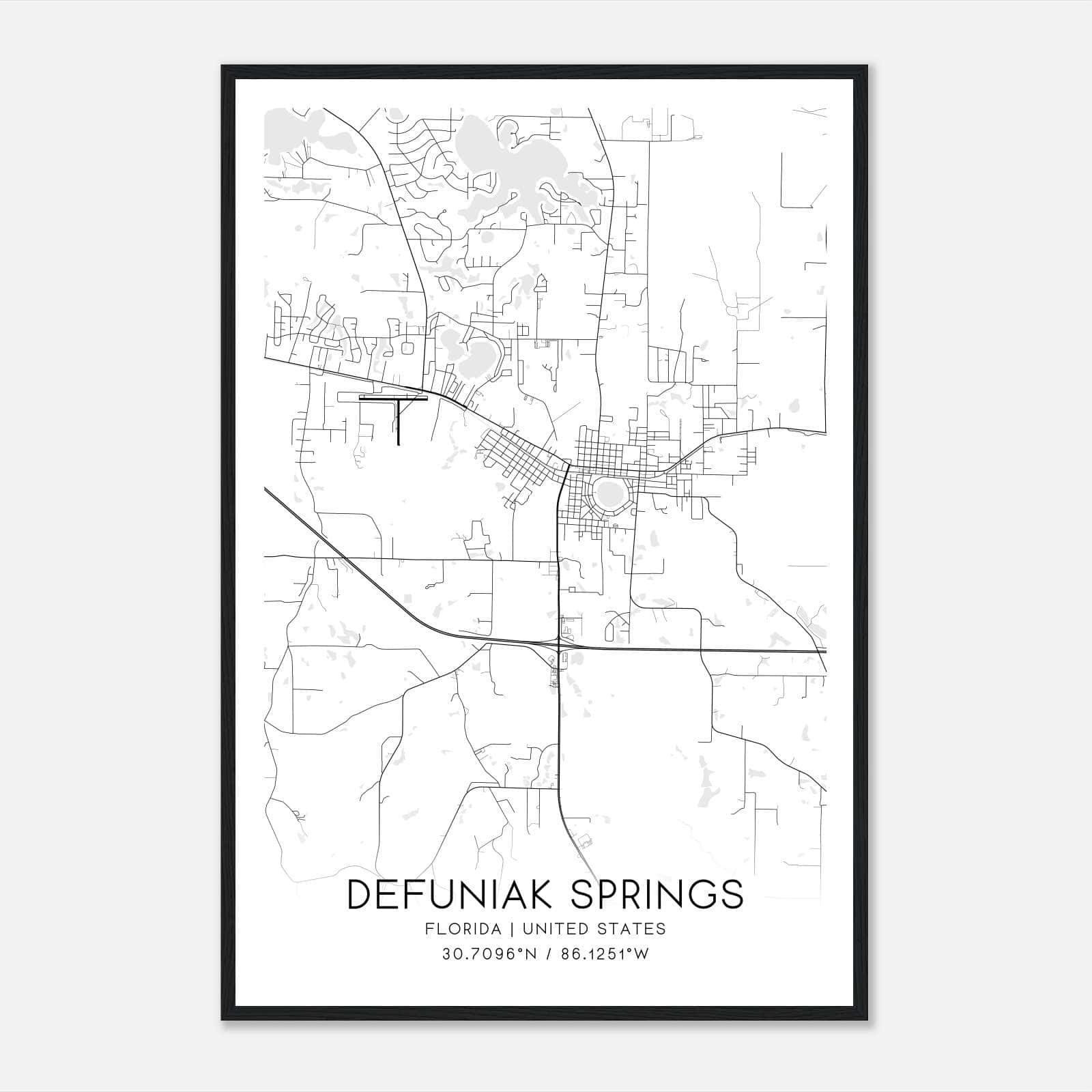 Defuniak Springs Florida Map Poster, Modern Home Decor Wall Art Print - Custom Maps &amp;amp; Posters pertaining to Map of Defuniak Springs Florida