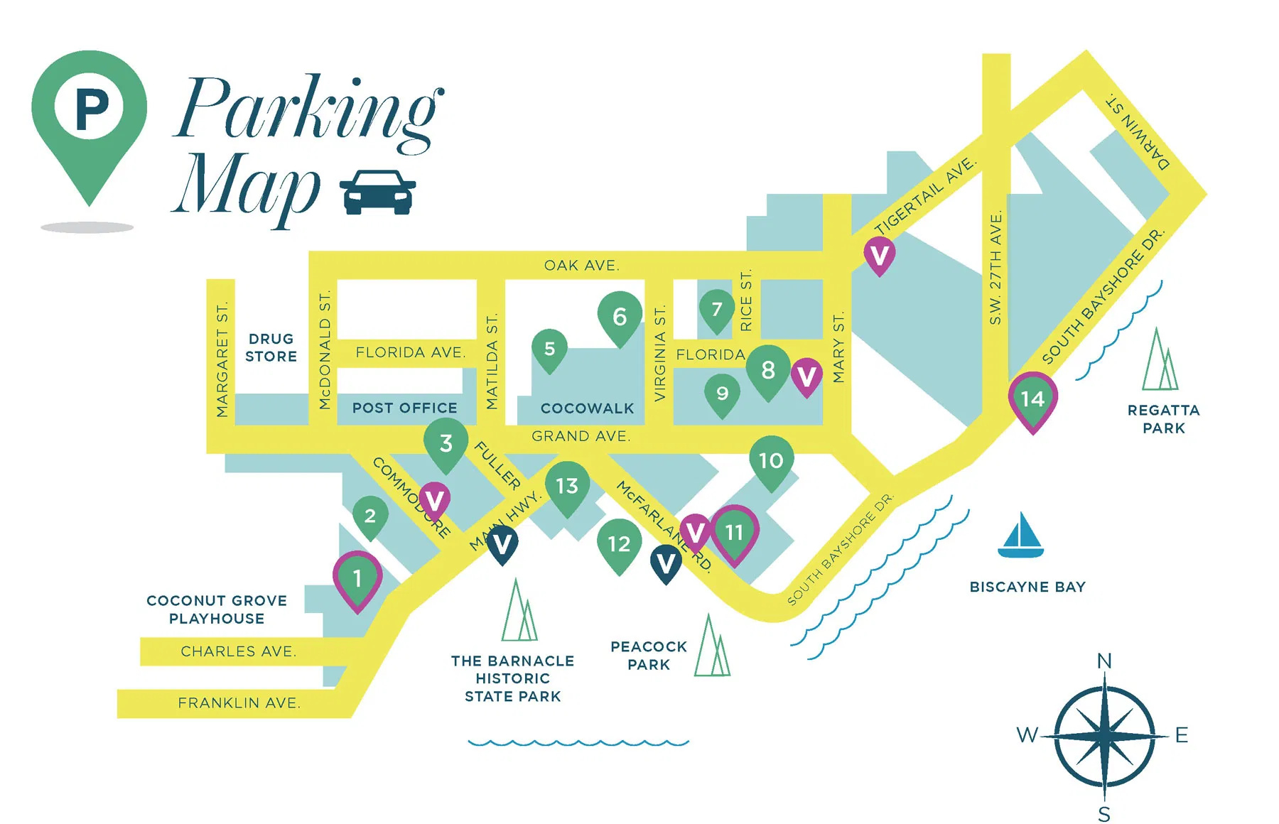 Directions &amp;amp; Parking - Coconut Grove Miami with Map of Coconut Grove Florida