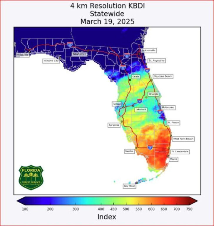 Map of Brush Fires in Florida