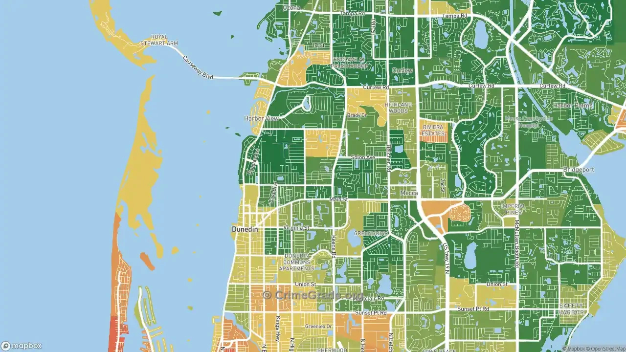 Dunedin, Fl Violent Crime Rates And Maps | Crimegrade with regard to Map of Downtown Dunedin Florida