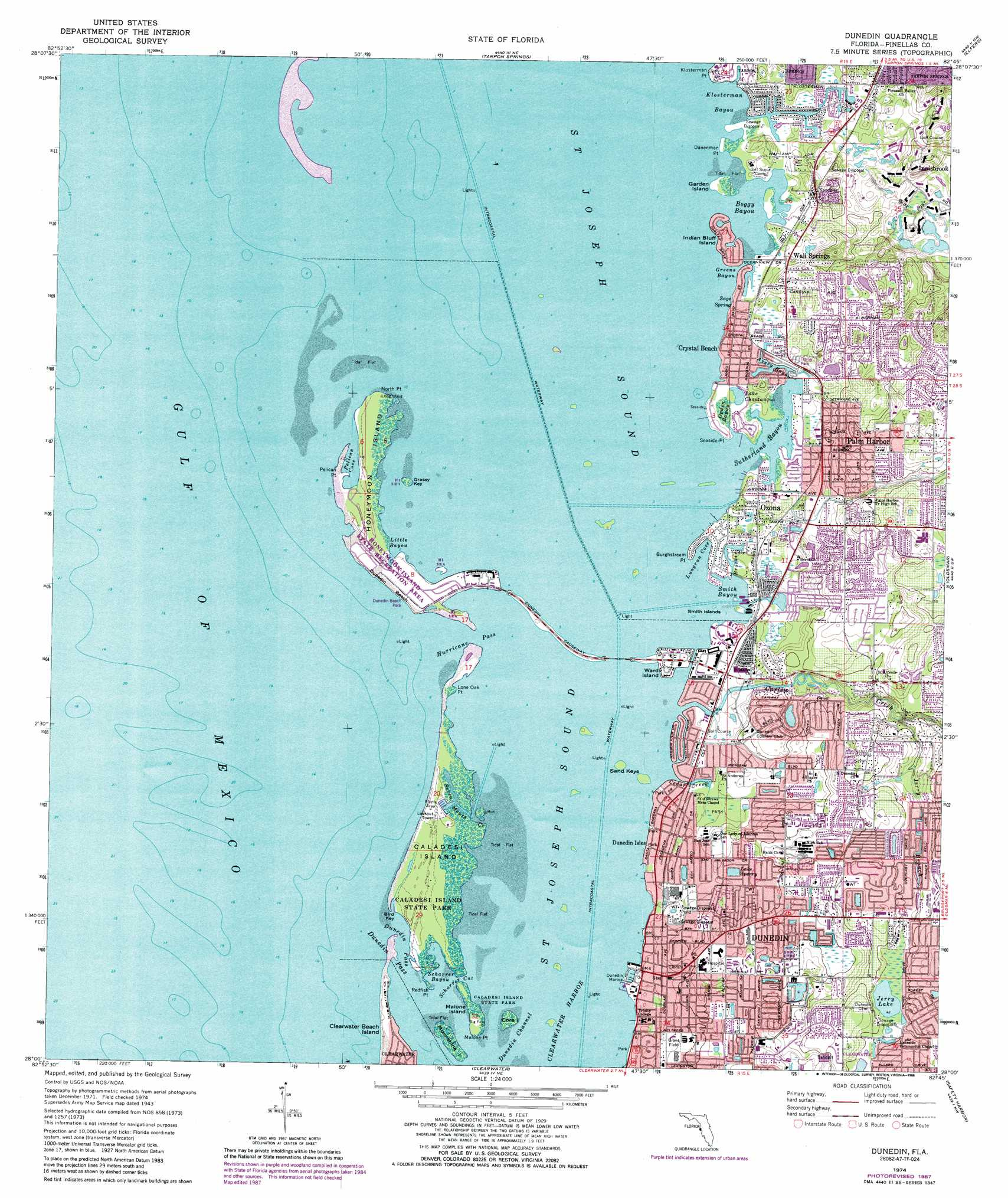 Dunedin Topographic Map 1:24,000 Scale, Florida intended for Map Of Florida Showing Dunedin