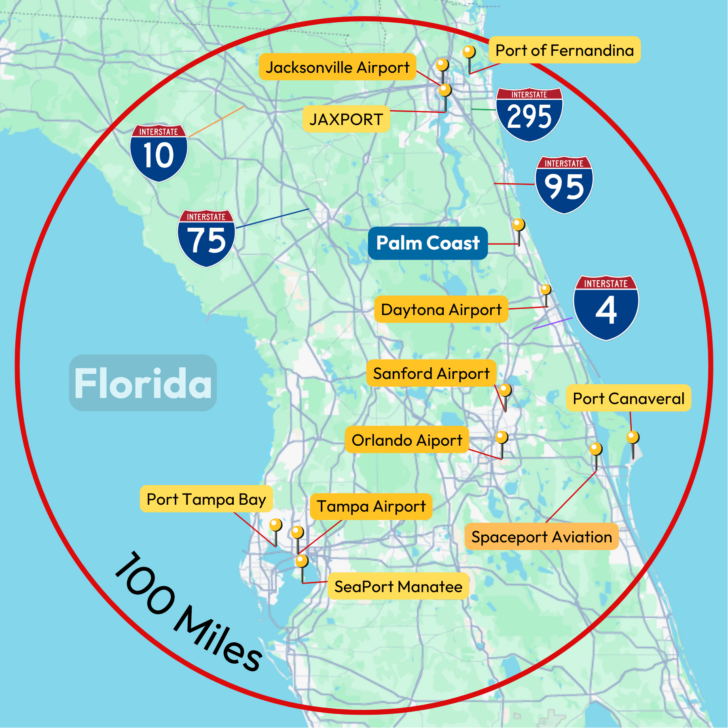 Map of Florida Palm Coast