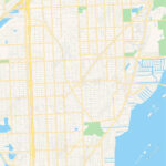 Empty Vector Map Of North Miami, Florida, Usa, Printable Road Map Intended For Map Of North Miami Florida