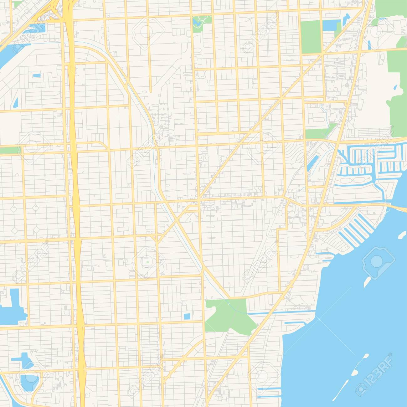 Empty Vector Map Of North Miami, Florida, Usa, Printable Road Map intended for Map Of North Miami Florida