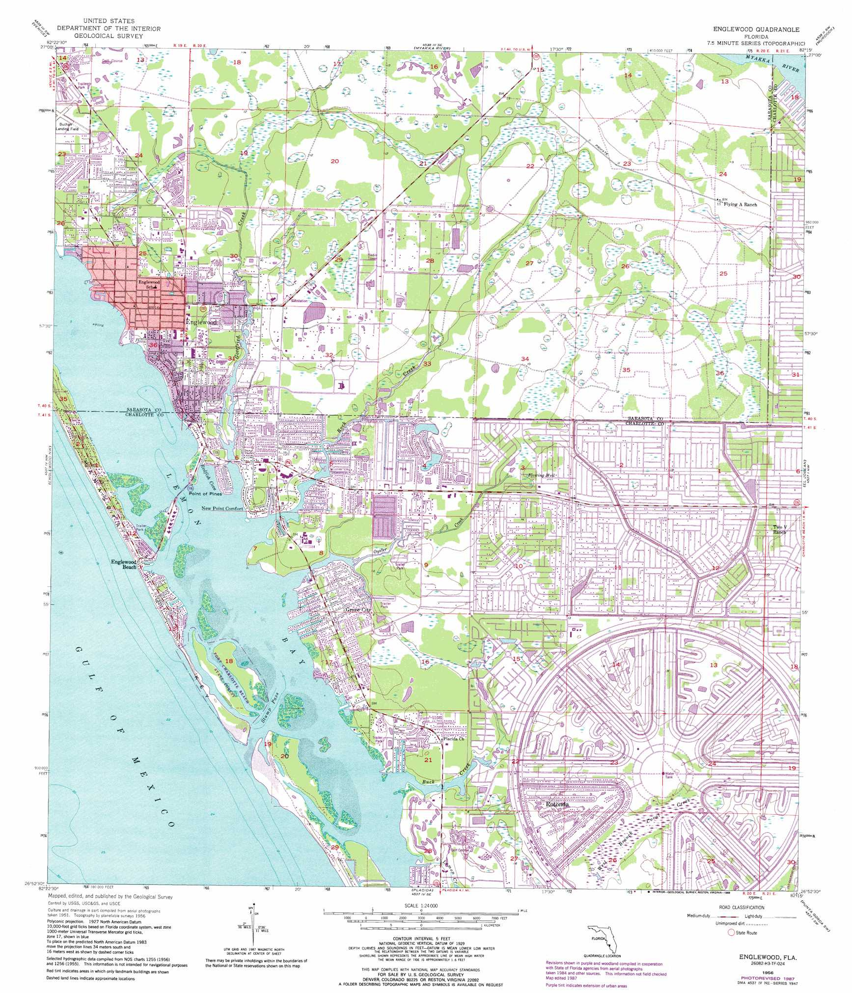 Englewood Topographic Map 1:24,000 Scale, Florida for Elevation Map Of Charlotte County Florida
