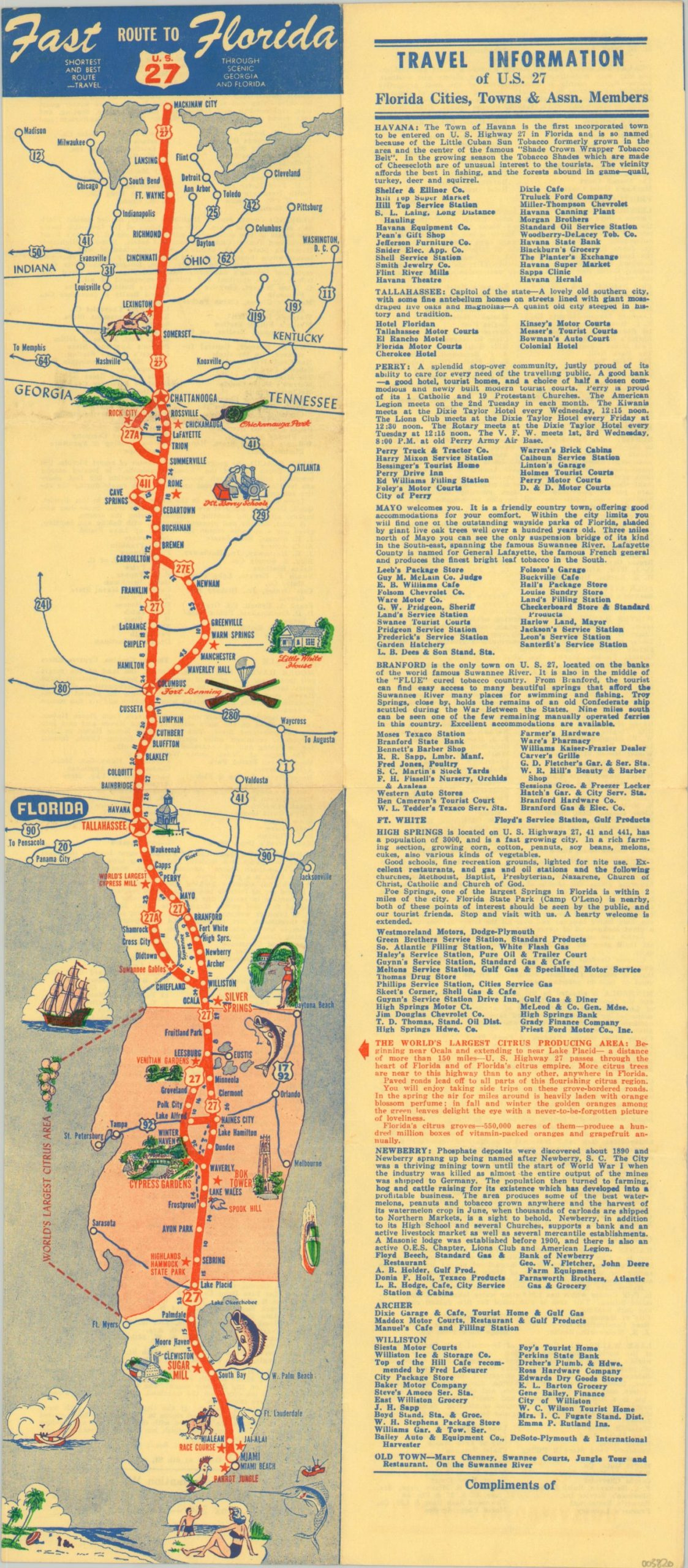 Fast Route To Florida U.s. 27 - Curtis Wright Maps with Map Of Highway 27 In Florida
