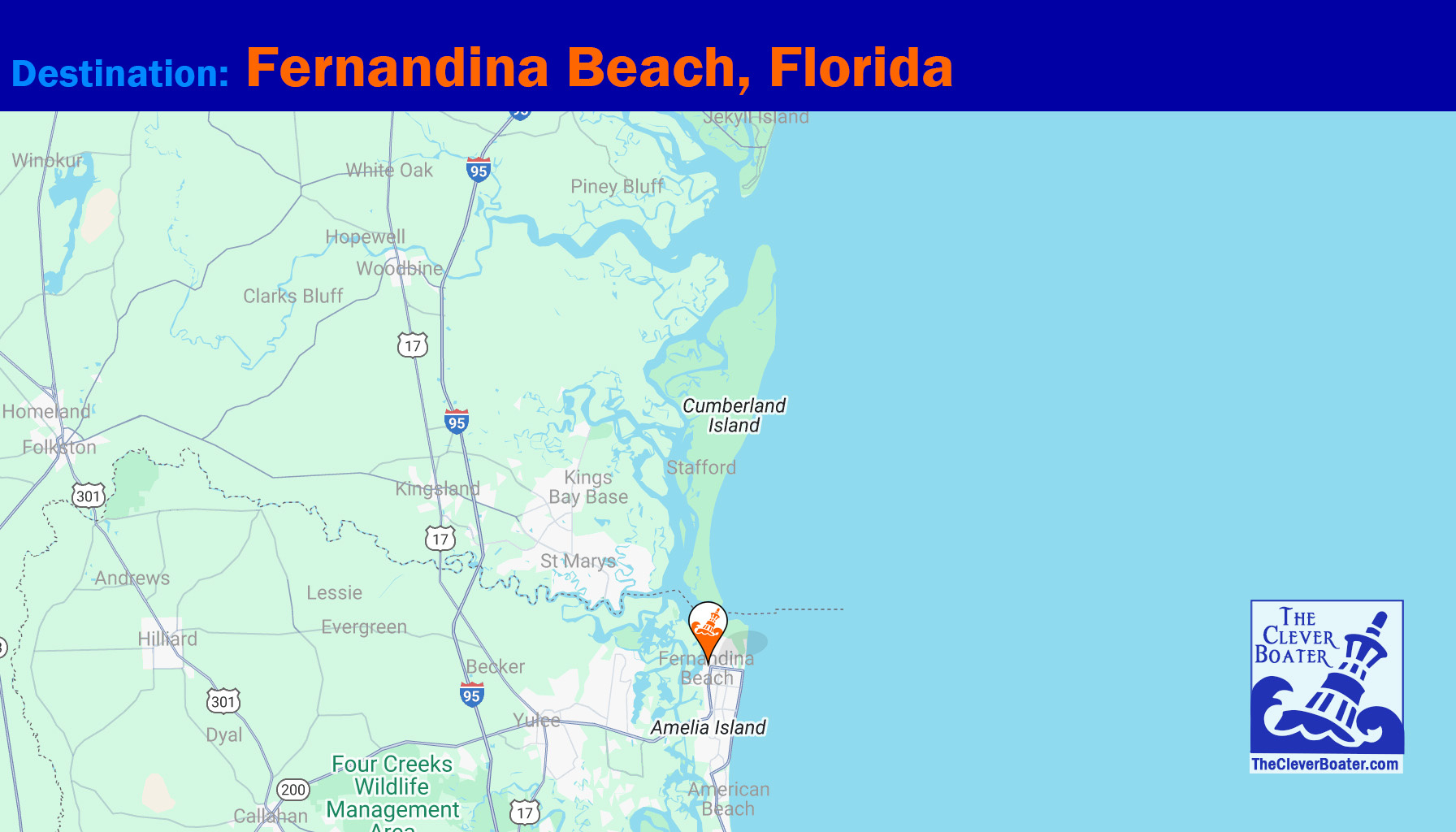 Fernandina Beach, Florida – The Clever Boater pertaining to Map Of Fernandina Beach Florida