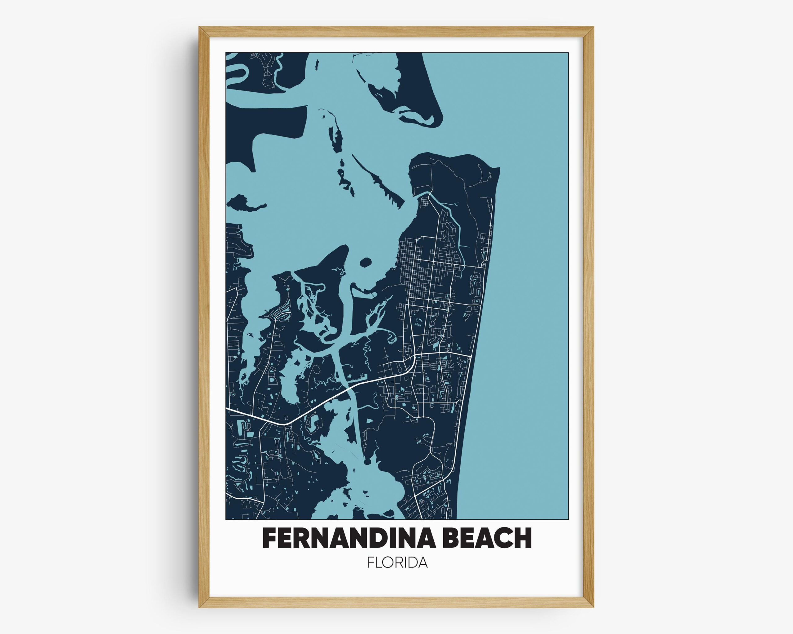 Fernandina Beach Map Print, Florida Wall Art, Fernandina Beach Fl within Map Of Fernandina Beach Florida