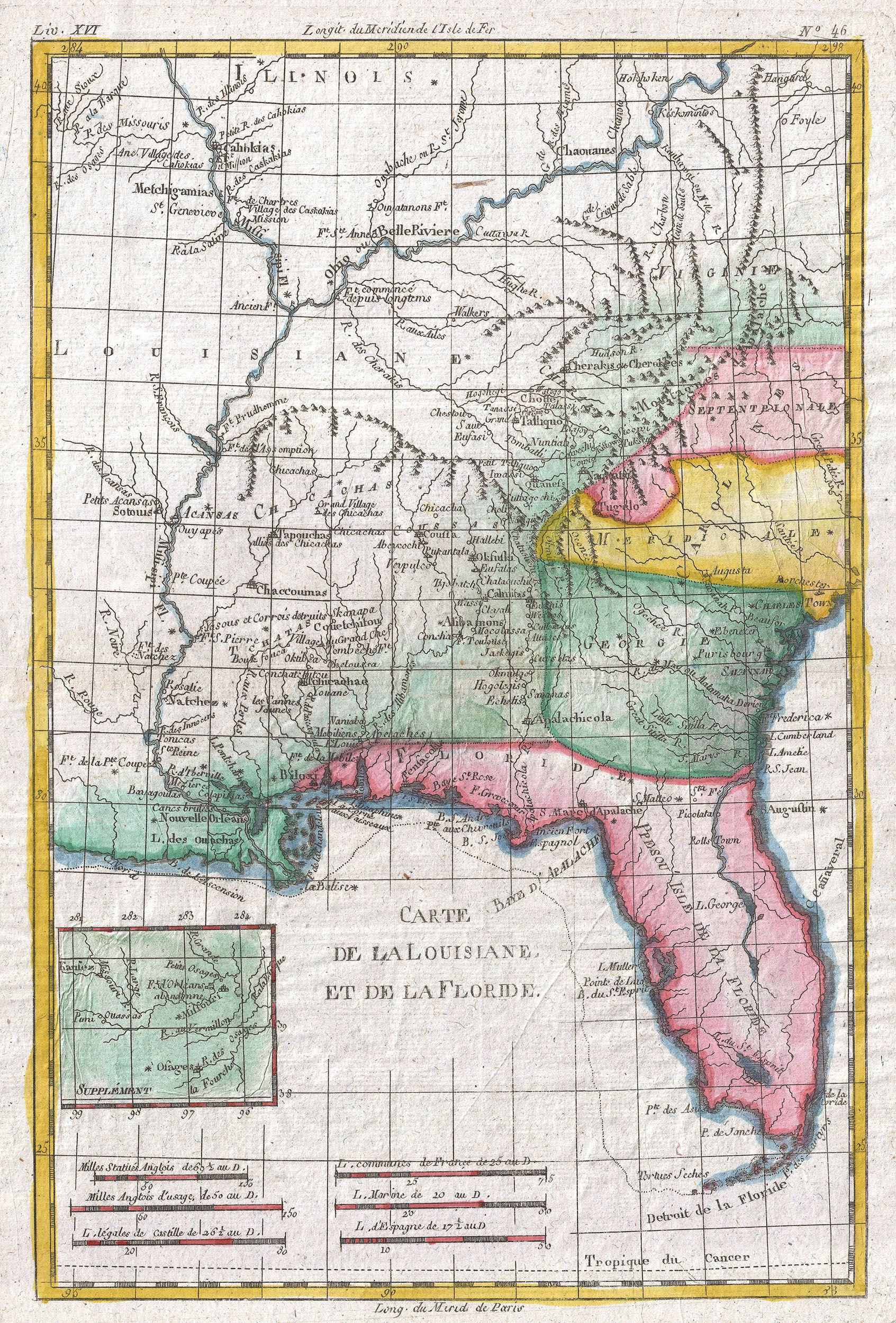File:1780 Raynal And Bonne Map Of Louisiana, Florida And Carolina pertaining to Map Of Louisiana And Florida