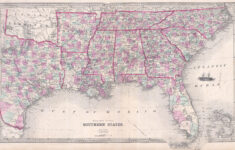 File:1868 Walling Map Of Texas, Florida And The Southern States with regard to Map Of Texas And Florida