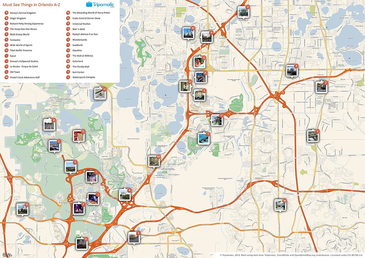 File:orlando Printable Tourist Attractions Map - Wikimedia Commons throughout Tourist Map of Orlando Florida