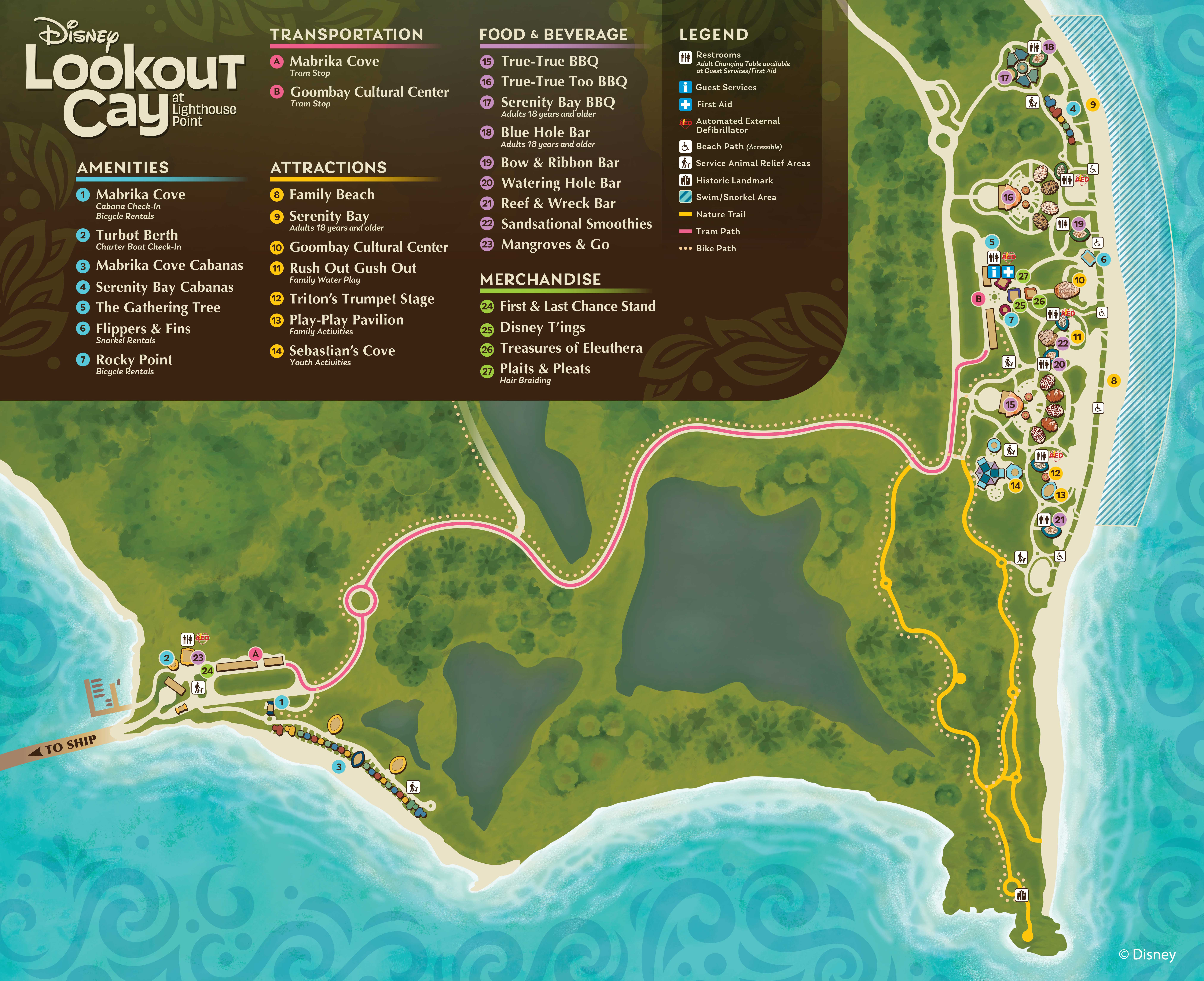 First Look At The Directory Map Of Disney Lookout Cay At regarding Map Of Lighthouse Point Florida