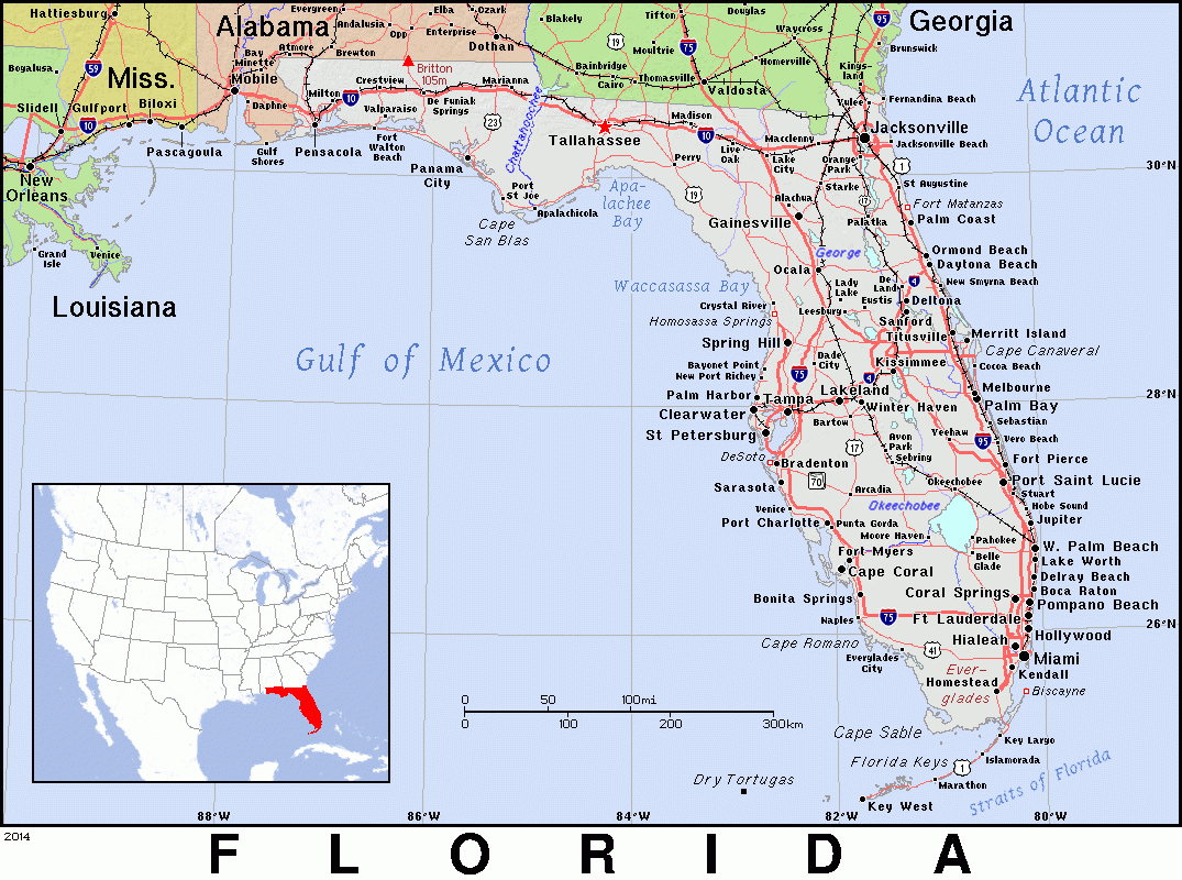 Fl · Florida · Public Domain Mapspat, The Free, Open Source for Map Of Florida Printable Free