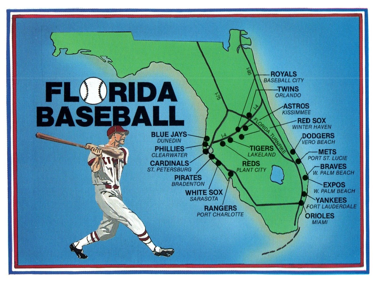 Fl, Florida Mlb Baseball Spring Training Camps Map ~Colorful with regard to Map Of Spring Training Florida