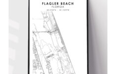 Flagler Beach City Map Print | Flagler Beach Florida Map Print throughout Map of Florida Flagler Beach