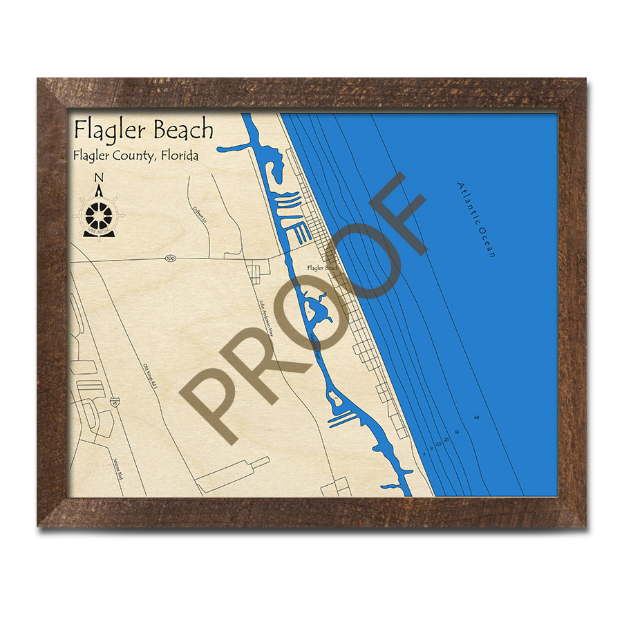 Flagler Beach, Florida 3D Wood Map | Laser-Etched Nautical Decor pertaining to Map of Flagler Beach Florida