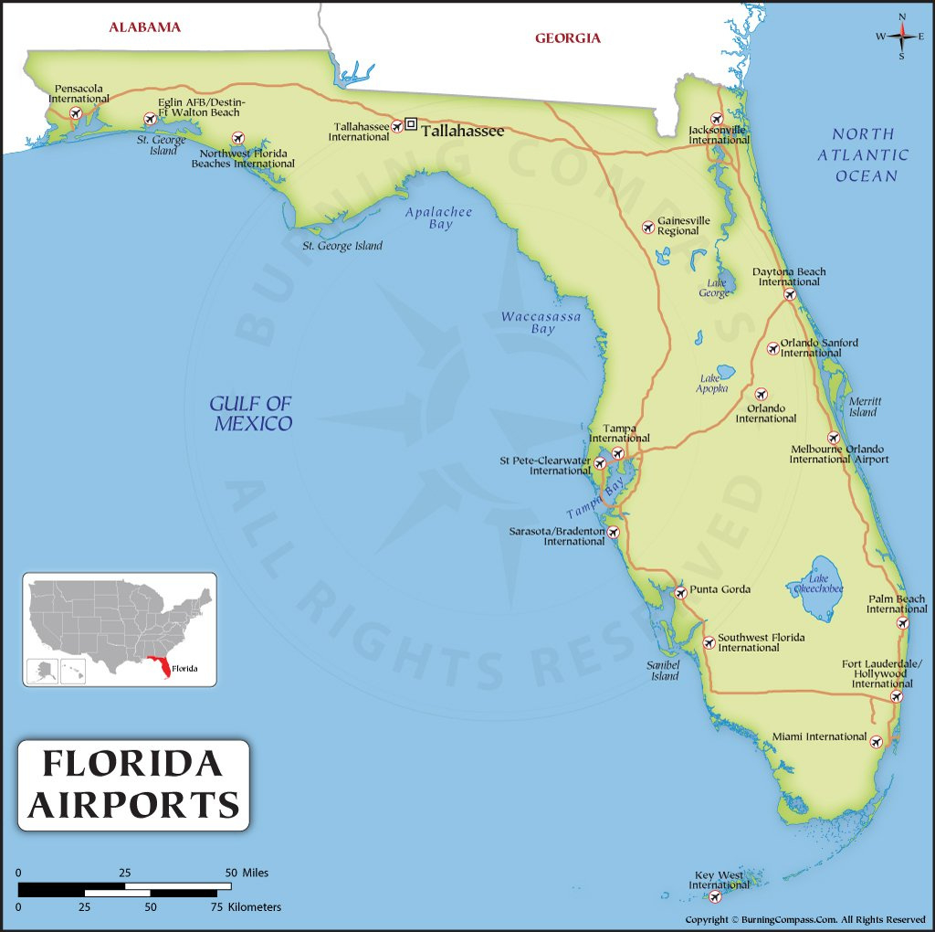 Florida Airport Map, Map Of Florida Airports pertaining to Map of Florida Major Airports