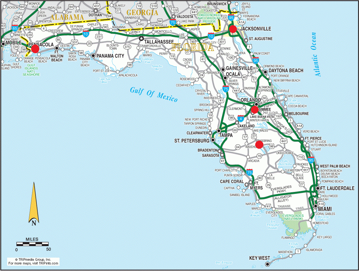 Florida | American Bus Association throughout Sebring Fl Map of Florida