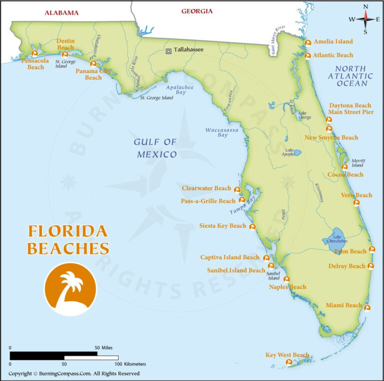 Map Of Florida Beaches Gulf Coast | Maps Of Florida