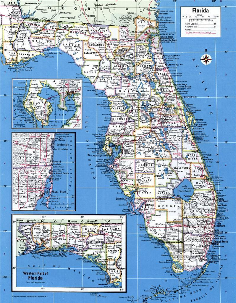 Florida Counties Road Map Glossy Poster Picture Photo Print Banner Fl Usa 9729 throughout Map Of Counties In Florida Usa