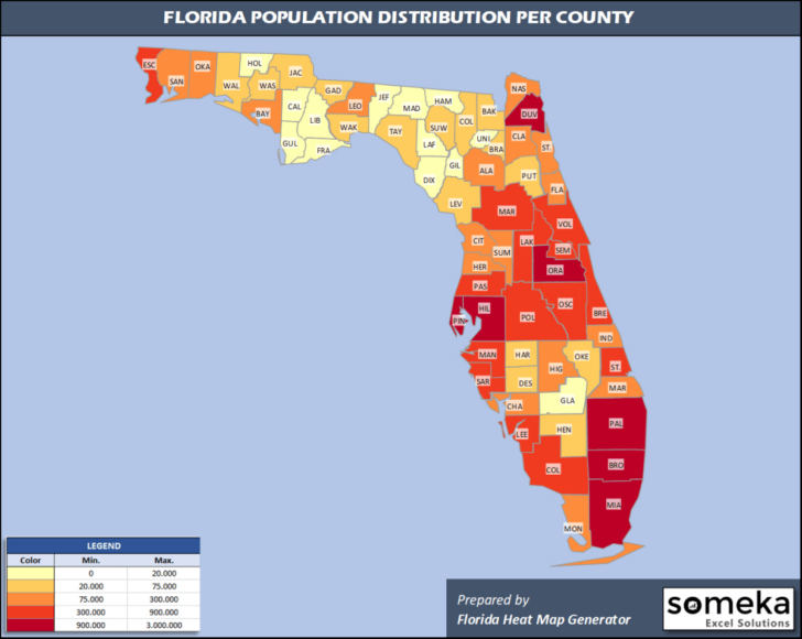 Population Density Map of Florida