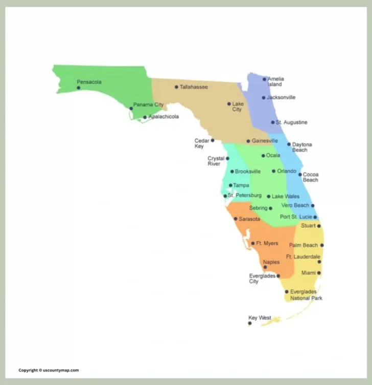 County and City Map of Florida