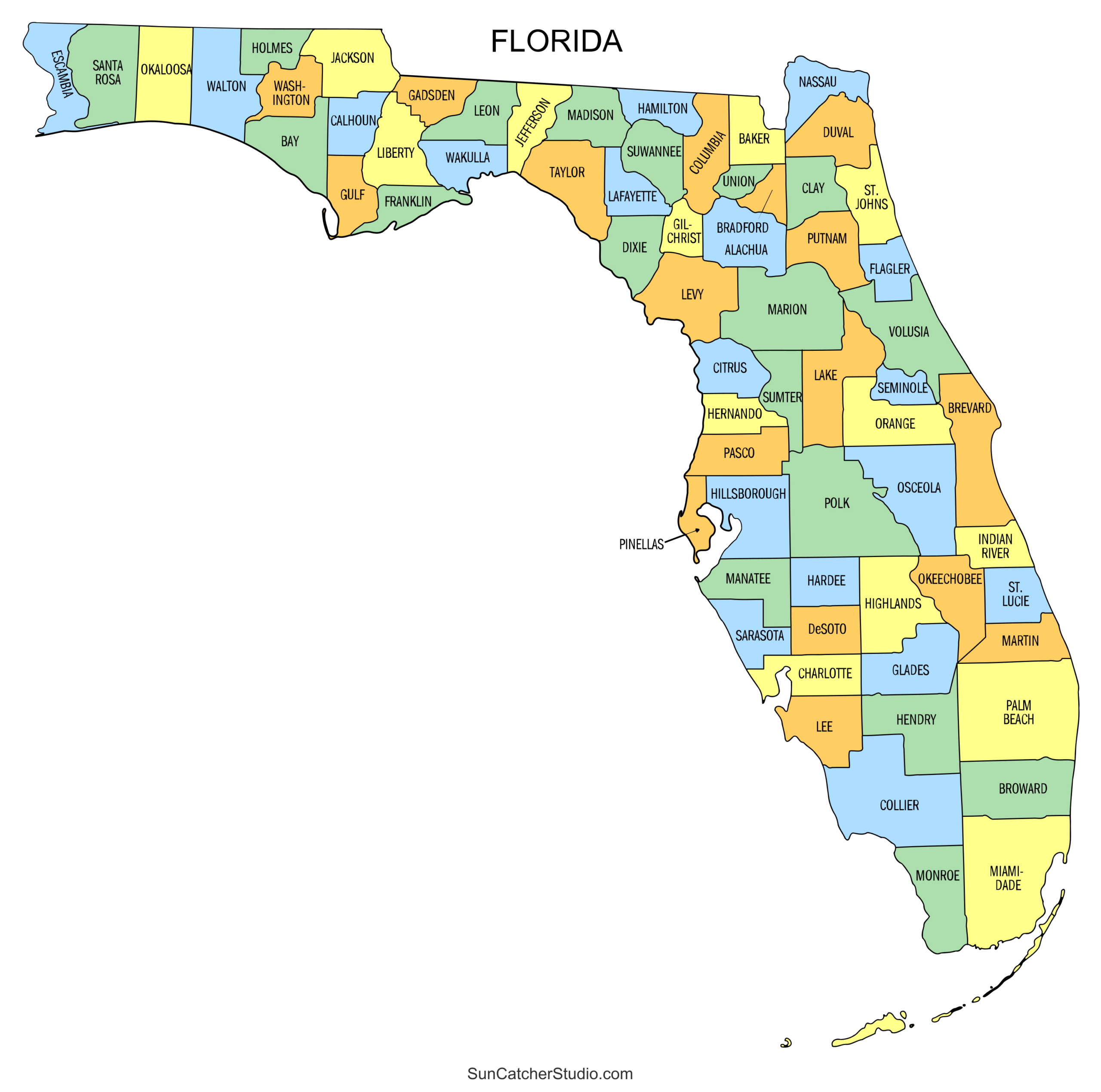 Florida County Map (Printable State Map With County Lines) – Free inside County Map Of Florida Printable