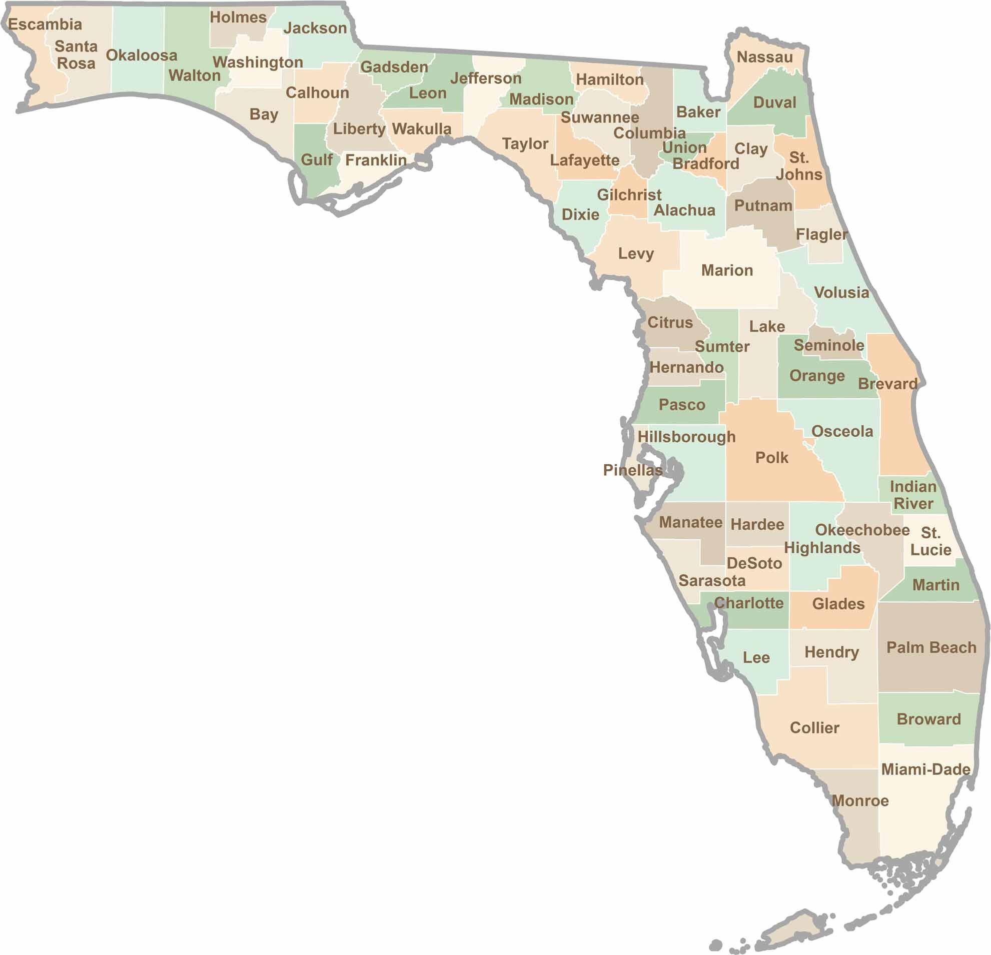 florida county map us county maps throughout county map of florida panhandle Florida County Map - Us County Maps throughout County Map Of Florida Panhandle