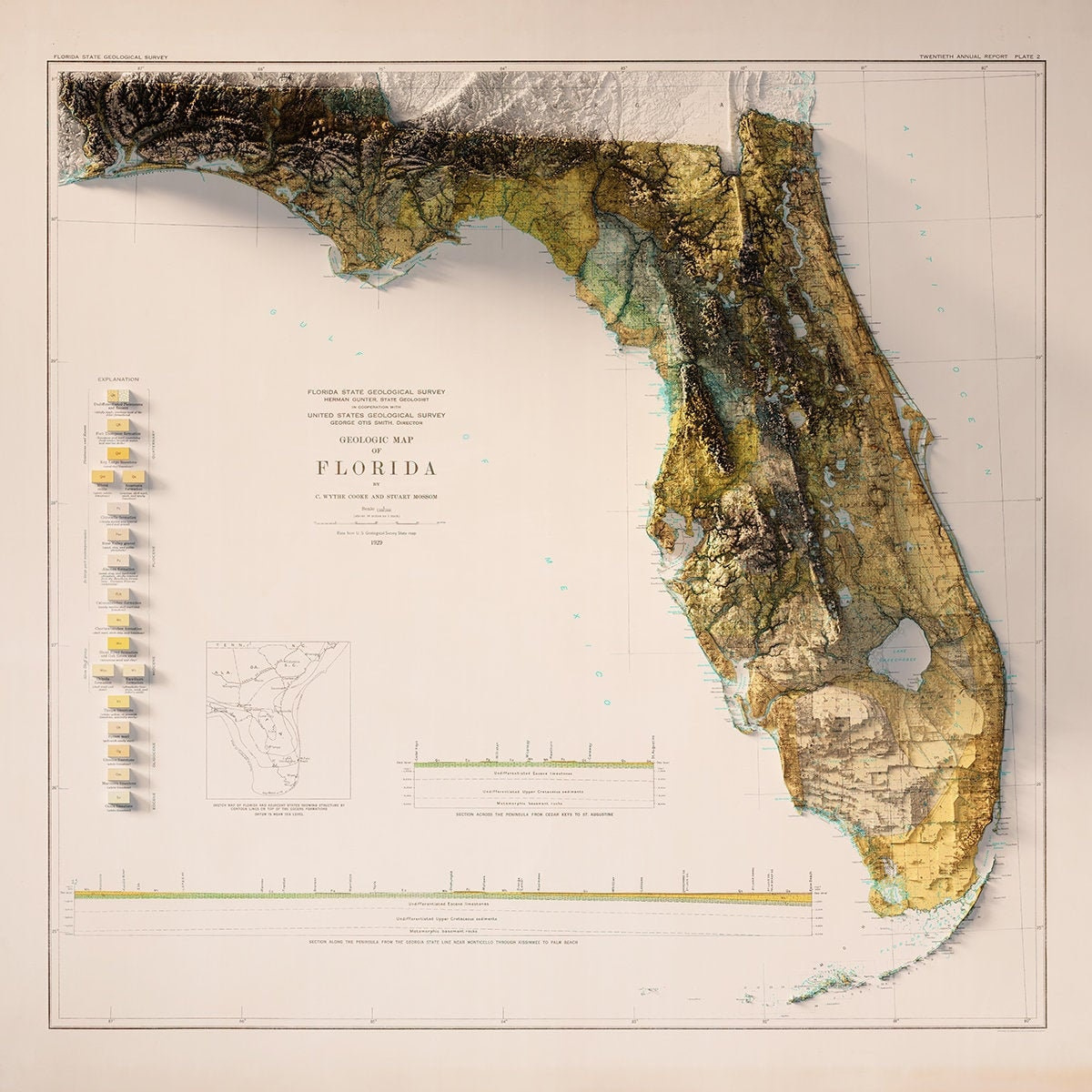 Florida - Geology - Etsy with regard to Geologic Map Of The State Of Florida