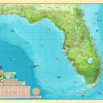 Florida Illustrated State Wall Mapcompart   The Map Shop Intended For Map Of Florida Latitude And Longitude