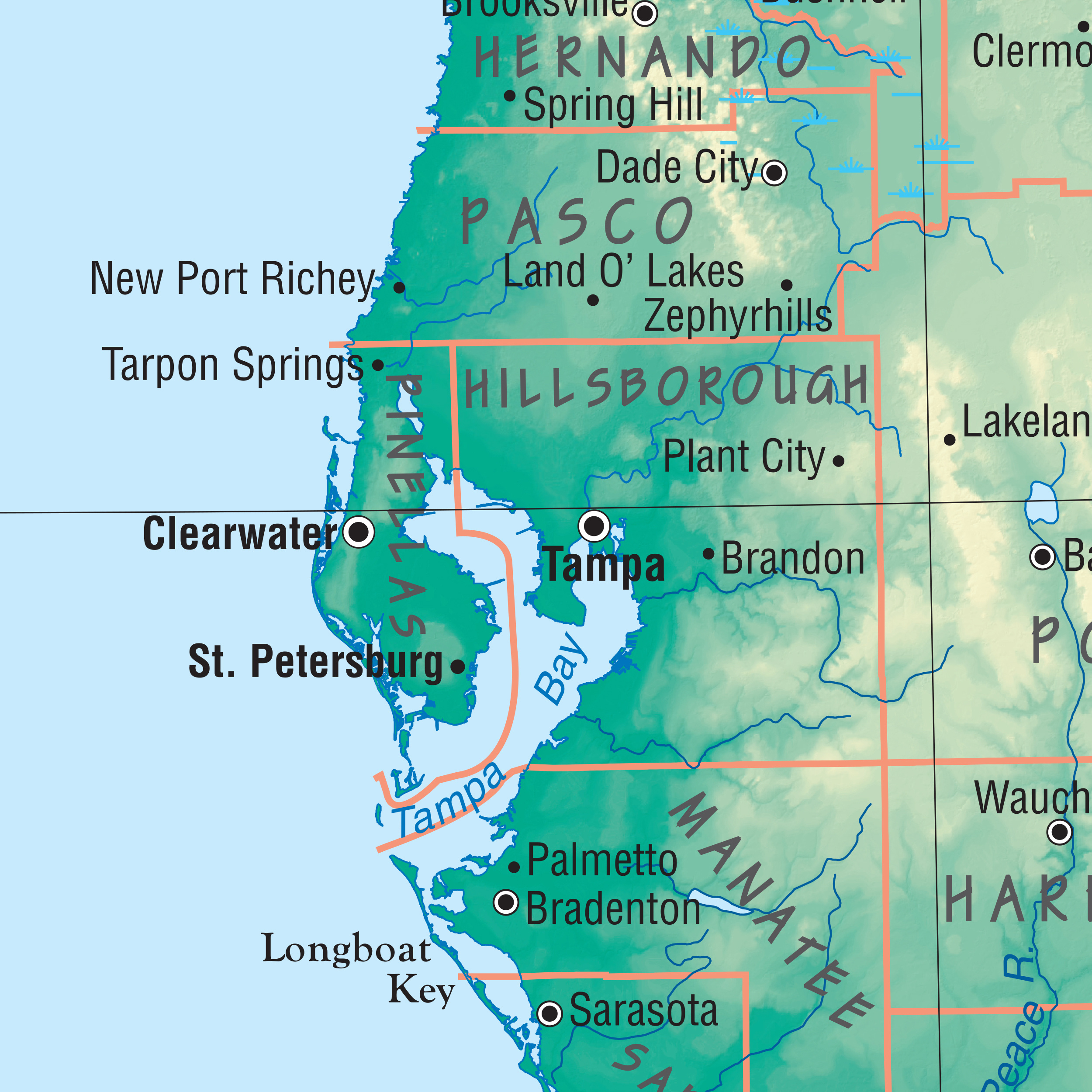 Florida Intermediate Thematic Wall Mapkappa - The Map Shop with regard to Map of Port Richey Florida