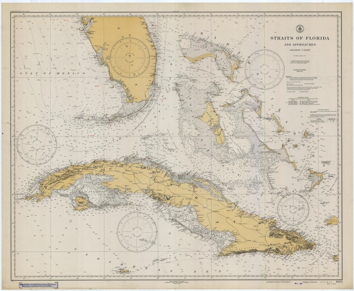 Florida Keys &amp;amp; Cuba Map - 1933 - Nautical Chart Print - Etsy throughout Map of Cuba to Florida