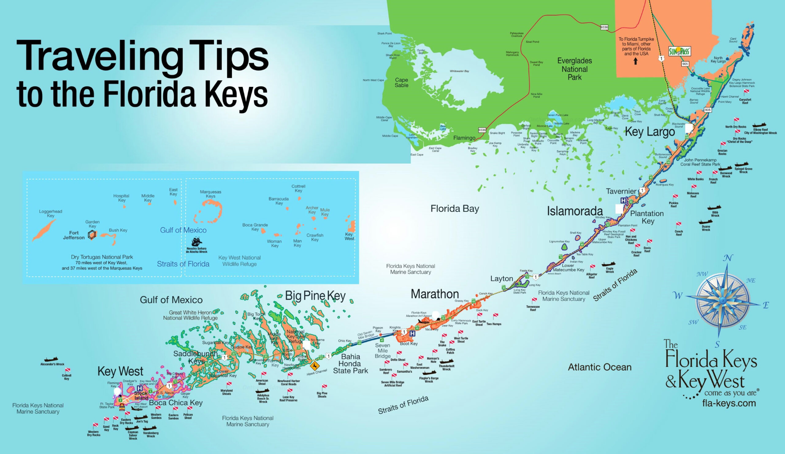 Florida Keys Tourist Map - Ontheworldmap for Map of the Florida Keys Islands