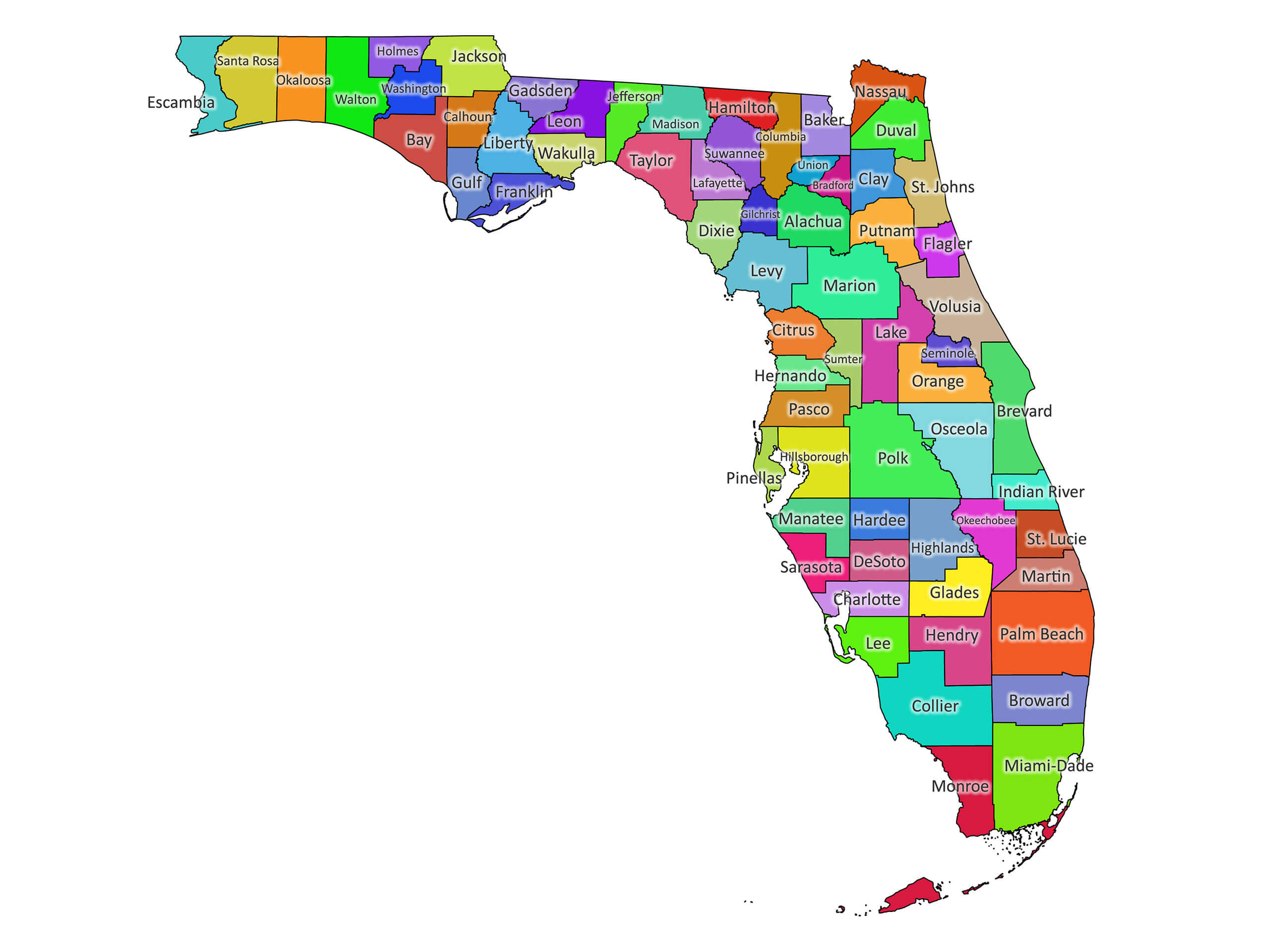 Florida Labeled Map | Labeled Maps intended for Simple Map of Florida Cities