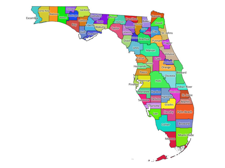 Fl Counties Map of Florida