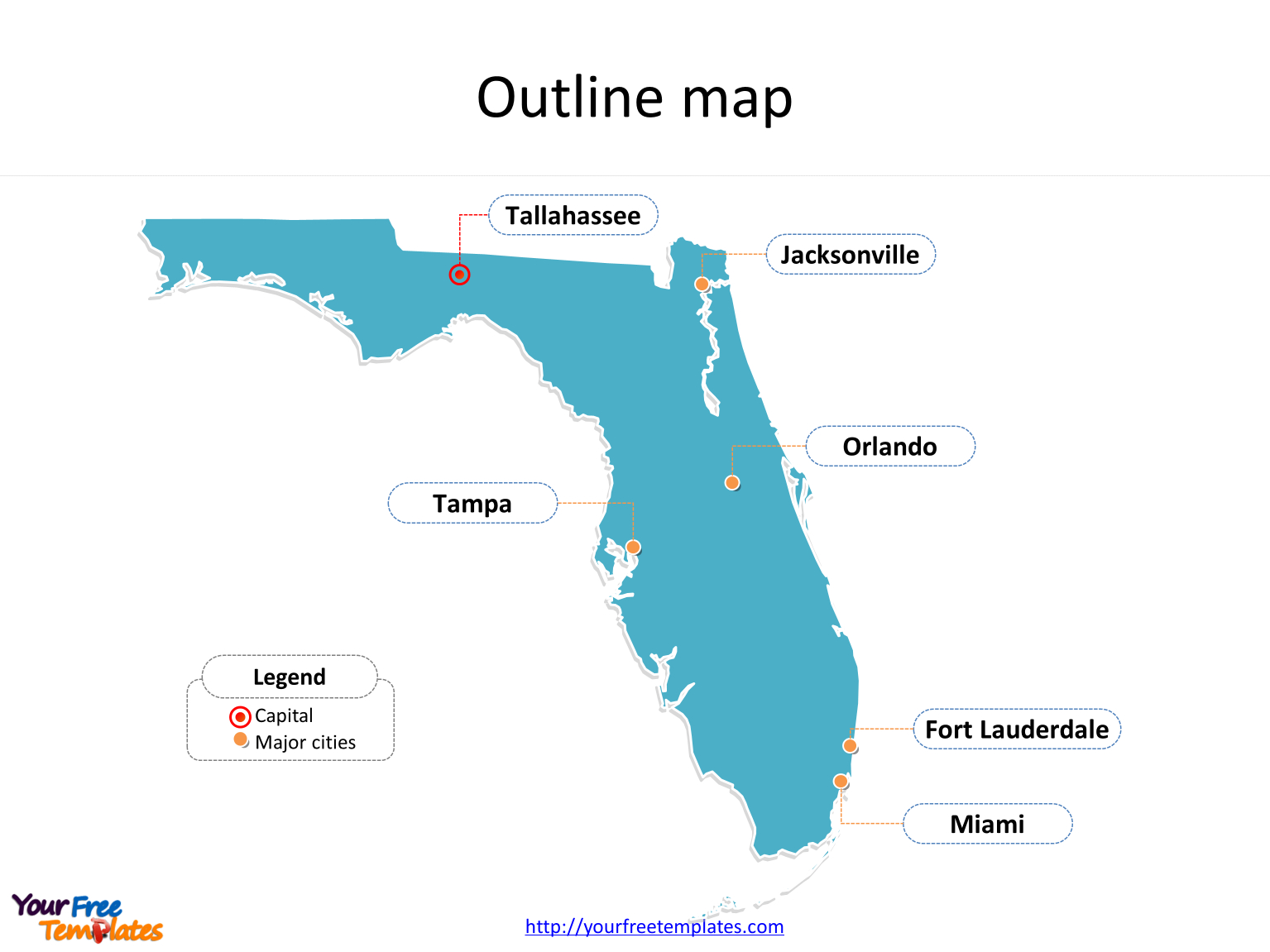 Florida Map Powerpoint Templates - Free Powerpoint Template with Map Of Florida With Major Cities