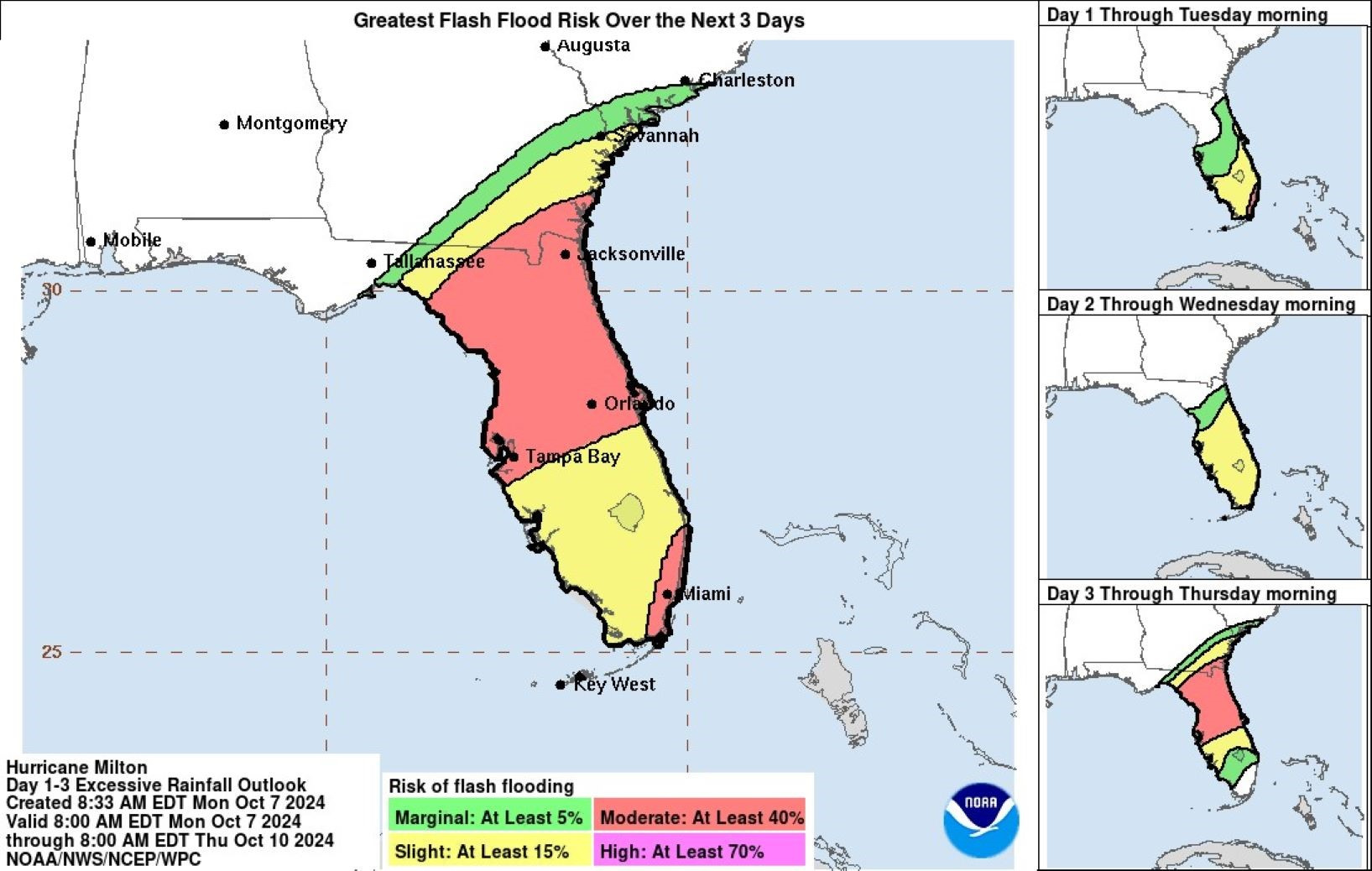 Florida Map Shows Flash Flood Risks Ahead Of Hurricane Milton in Map of Flooding in Florida