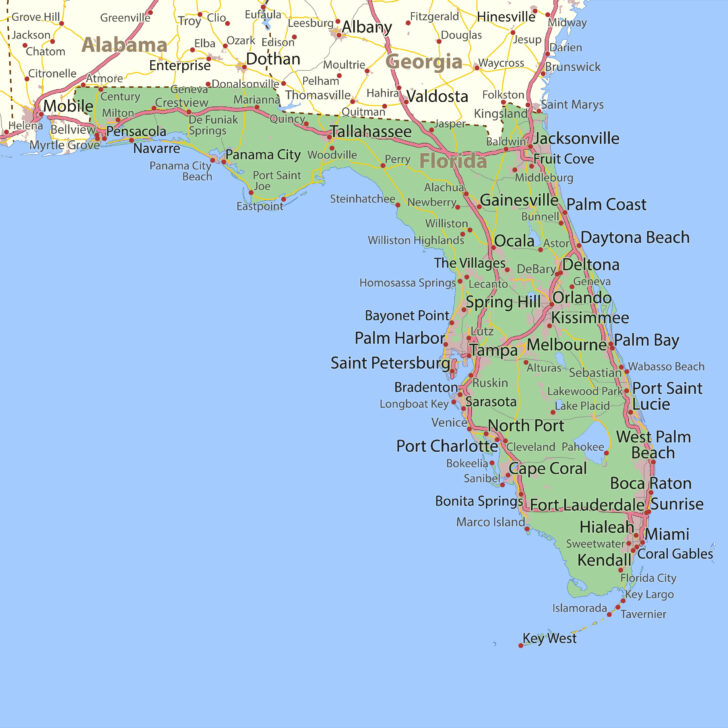 Map of Florida with All the Cities Map of Florida with All the Cities