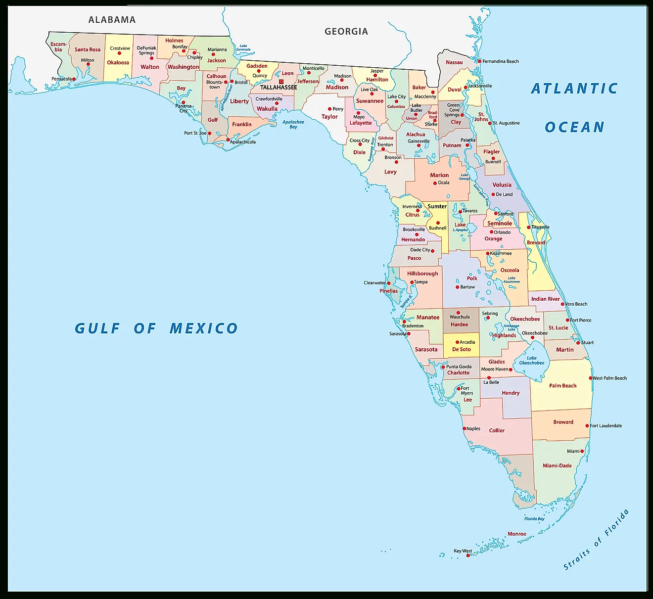 Florida Maps &amp;amp; Facts - World Atlas inside Map of Florida East Coast Towns