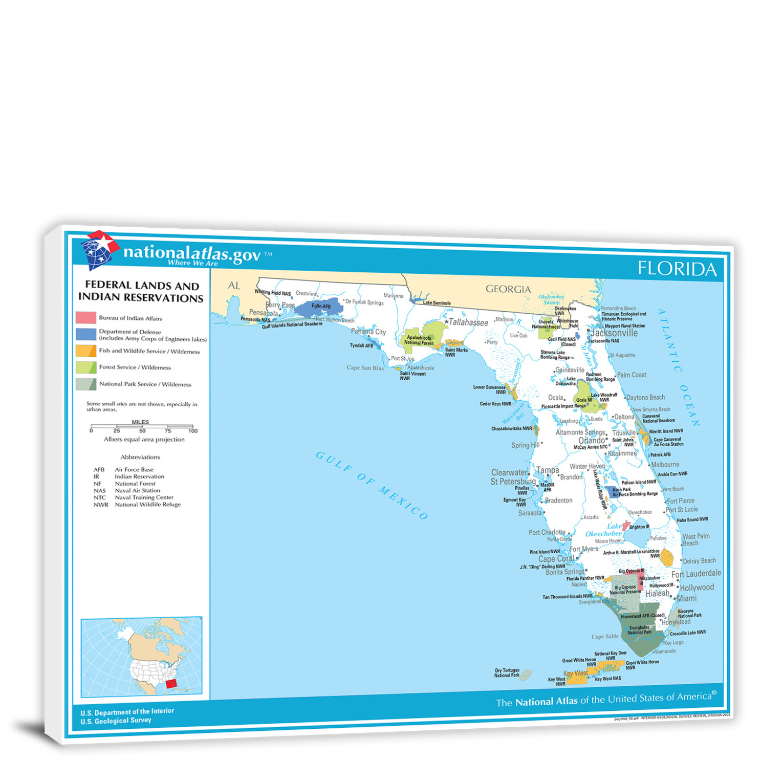Florida-National Atlas Federal Lands And Indian Reservations Map for Map Of Indian Reservations In Florida