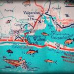 Florida Panhandle Fort Walton Beach Destin Retro Beach Map Print Funky  Vintage Turquoise Photo   Etsy.de With Regard To Map Of Walton Beach Florida