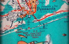 Florida Panhandle Pensacola Beach Retro Map Print Funky Vintage Turquoise  Photo Warrington Us Coast Guard - Etsy.de with regard to Map of Florida with Pensacola