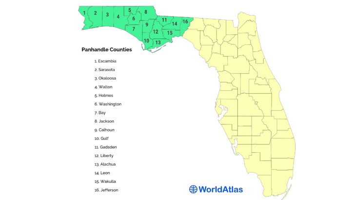 Map of the Panhandle Florida