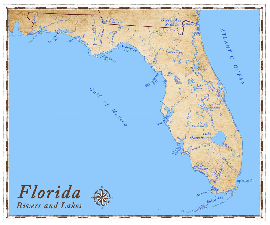 Florida Rivers And Lakes Map Etsy Throughout Map Of Florida Rivers Florida Rivers And Lakes Map Etsy Throughout Map Of Florida Rivers 1024x853 