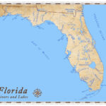 Florida Rivers And Lakes Map   Etsy Throughout Map Of Rivers In Florida