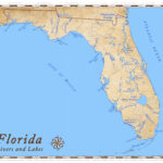 Florida Rivers And Lakes Map   Etsy Within Map Of Florida With Lakes